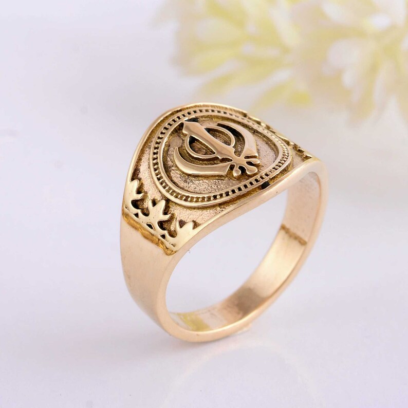 Sikh Rings Stone Handmade Sikh Khanda Signet Ring: Sterling Silver & Brass - Etsy