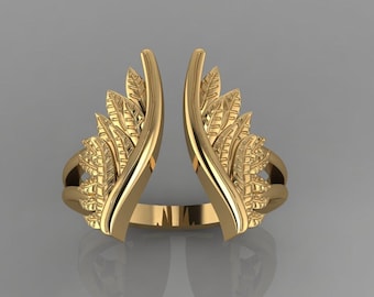 Sterling Silver Angel Wings Ring: Adjustable Feather Ring