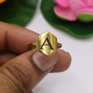 Engraved Initial Signet Ring: 925 Sterling Silver Stacking Ring