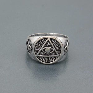 Men&#39;s All Seeing Eye ring, Eye of Providence Ring, Silver Ring, Men&#39;s Signet Ring, Third Eye, Boho Ring, Ethnic Ring, Rustic Ring, Gift Ring