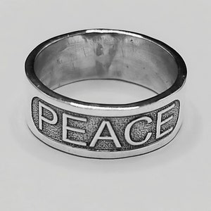 Peace Sign Ring, Gold Peace Sign Ring, Hammered Sterling Silver Peace Sign Ring, Boho Peace Ring, Open Silver Peace Ring, Gold Hippie Ring
