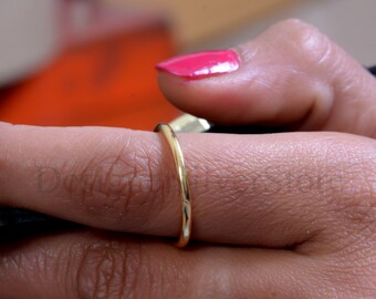 14K Gold Plated Thin Wedding Band: 1.2MM Gold Fill Ring