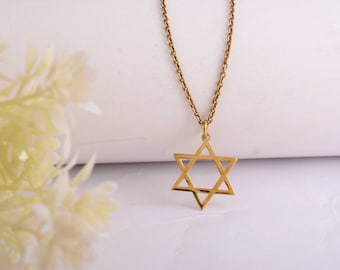 14K Gold Star Of David Necklace: Sterling Silver Jewish Star