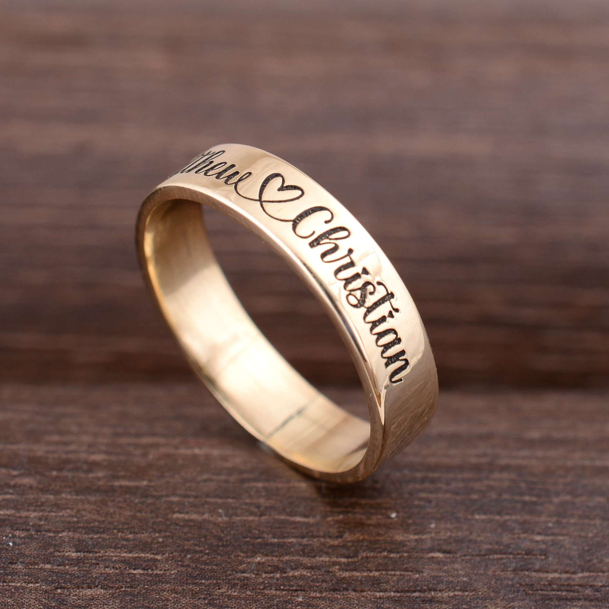 Custom Sterling Silver Name Ring: Engraved Couple Band - Etsy