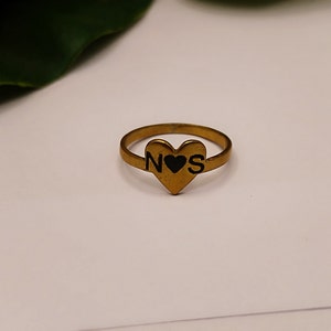 Custom Initials Heart Ring, Personalized Heart Name Engraved Ring, Couple Name Ring,Dainty Everyday Ring, Cute Custom Ring,Gift For Women&#39;s