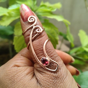 Garnet Gemstone 925 Silver Thumb Splint Ring: Arthritis/Trigger Finger