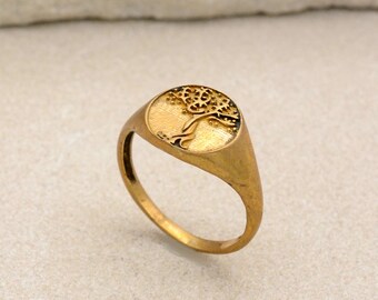 Tree Of Life Ring, Engraved Tree Ring in Sterling Silver, Bridesmaid Gift, Lace Ring, Stackable Ring, Midi Ring, Filigree Ring