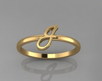 Dainty Initial Ring: Sterling Silver Personalized Letter Ring