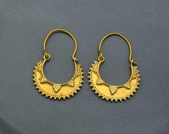 Messing Sunburst-hangoorbellen: boho-halsringen