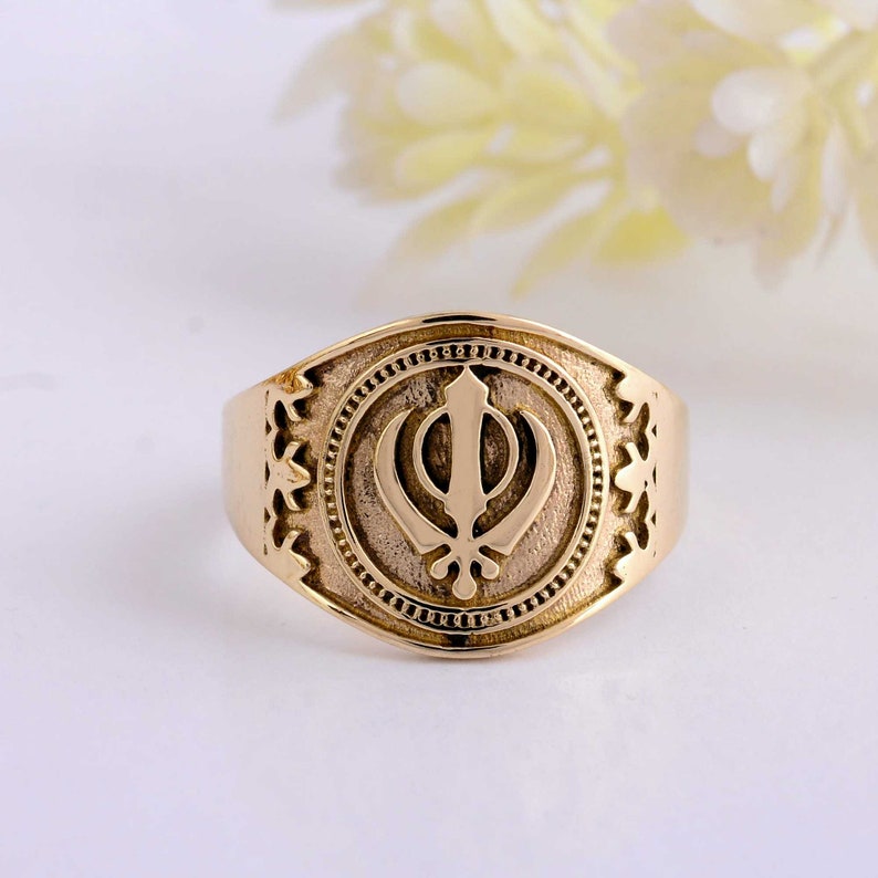 Sikh Rings Stone Handmade Sikh Khanda Signet Ring: Sterling Silver & Brass - Etsy