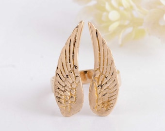 Sterling Silver Angel Wings Ring: Adjustable Feather Ring