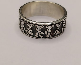 Grateful dead dancing bears sterling silver band ring clearance