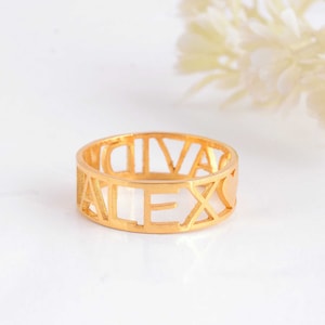 Personalized Sterling Silver Name Ring: Custom Word Stacking Band