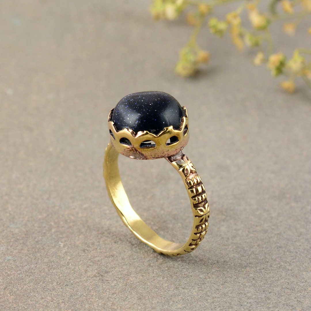 Blue Sunstone Ring, Galaxy Ring, Constellation Ring, Celestial