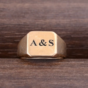 Anillo de sello personalizado, anillo de sello inicial de plata de ley, anillo de monograma, anillo familiar inicial, anillo de sello de plata con letras, regalo para hombres