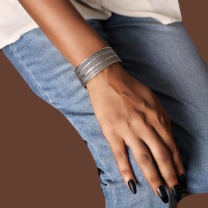 Handcrafted Tribal Silver Cuff Bracelet, Vintage Boho Statement Jewelry, Adjustable Wide Bangle for Women, Ethnic Handmade Gift Gift for her