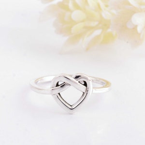 Love Knot Ring, Heart Knot Ring, Infinity Heart Ring, 925 Sterling Silver ring, Love knot jewelry, Promise ring, Romantic Gift, Gift for Her
