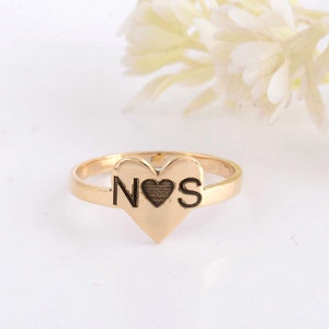 Personalized Letter Heart Signet Ring, Gift For Her, Custom Signet Ring, Rings For Women, Initial Rings, Engraved Ring, Valentine&#39;s day gift