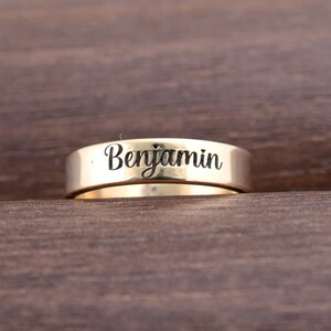 Bague prénom personnalisée, bague prénom en argent, anneau gravé, bague initiale personnalisée, cadeau pour les couples, bague personnalisée empilable, cadeaux pour elle