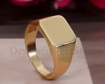 Anillo de sello cuadrado de latón: monograma inicial personalizado
