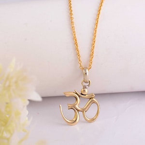 925 Sterling Silver Om Pendant Necklace | Gold Plated Hindu Aum Symbol Jewelry | Spiritual Yoga Jewelry for Men & Women&#39;s, Daughter gifts