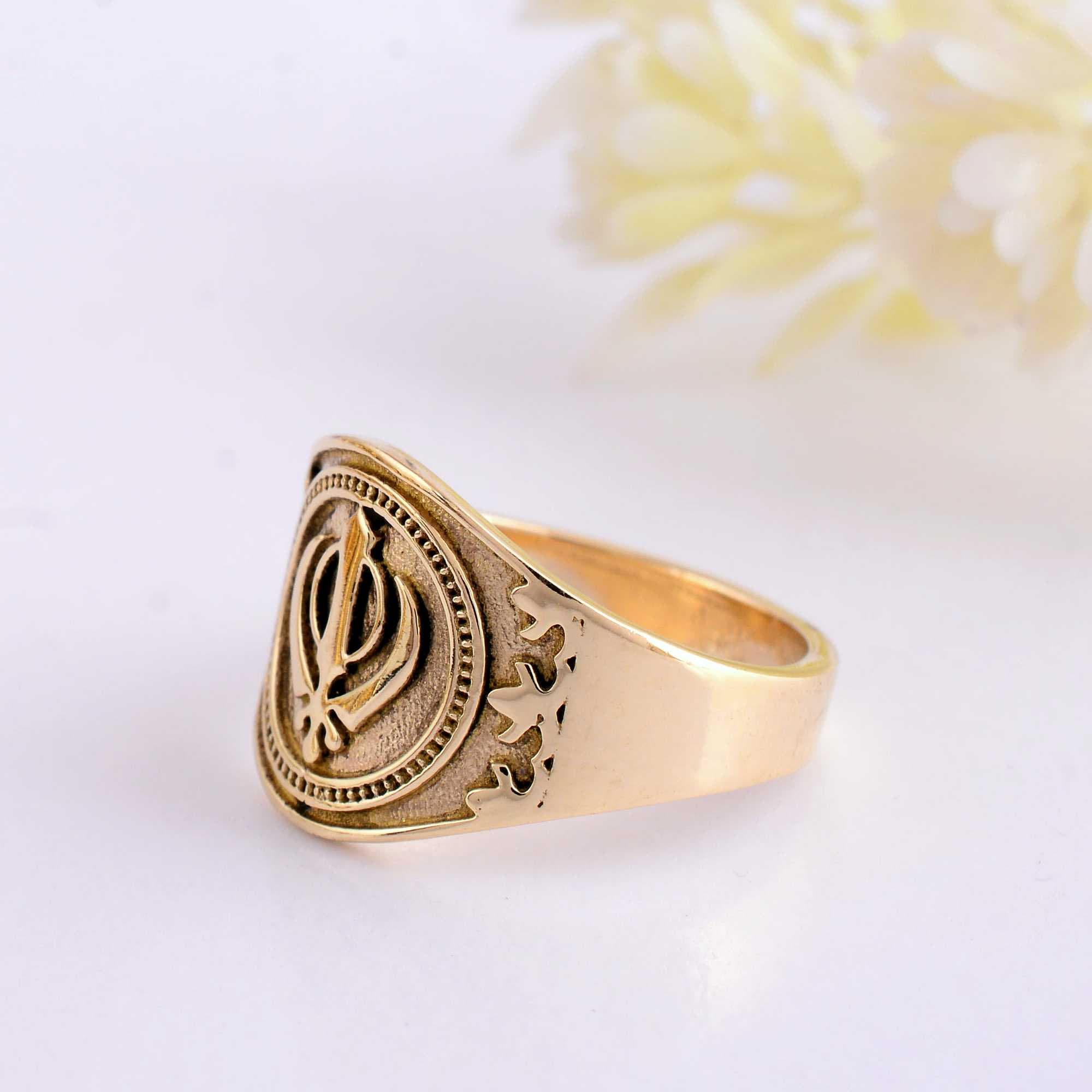 Sikh Rings Stone Handmade Sikh Khanda Signet Ring: Sterling Silver & Brass - Etsy