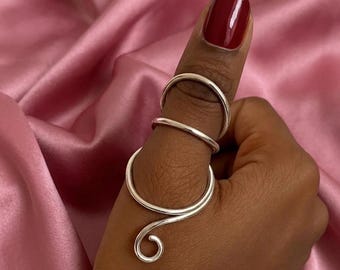 Anello tutore per pollice in argento sterling fatto a mano, anello regolabile per artrite per supporto articolare, anello minimalista in ottone martellato per pollice, gioiello in argento
