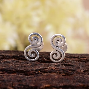 Sterling Silver Triskelion Stud Earrings: Celtic Spiral Jewelry