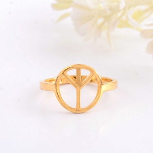 Sterling Silver Peace Ring, Minimalist Gold Ring, Peace Sign Dainty Ring, Gift for Women, Peace Symbol Ring, Peace Sign Jewelry, Symbol Ring