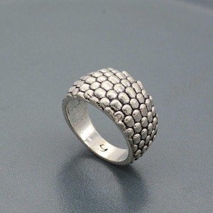 Sterling Silver Serpent Ring: Gothic Snake Skin Wedding Band