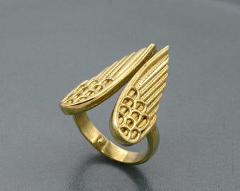 Sterling Silver Angel Wings Ring: Adjustable Feather Ring