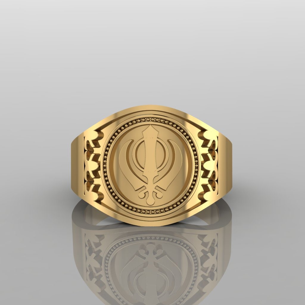Gold khanda ring deals