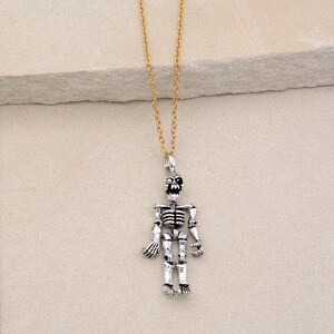 Skeleton Necklace, 925 Sterling Silver Necklace, Skull Charm With Chain, Handmade Necklace, Gift for Him, Skeleton Necklace, Skull Pendant