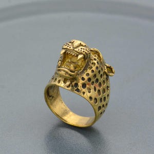 Tiger ring, Tiger Head ring, Brass Gold ring, Animal ring, Brass Gold Jewelry, Daily wear ring, Men&#39;s ring, Daily wear gift, Animal Jewelry