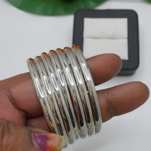 Set of 12 Handmade Sterling Silver Bangles - 2mm Polished Stacking Bangles