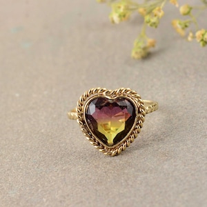 Natural Amethyst Heart Shape Ring, Amethyst Sterling Silver Ring, Purple Gemstone Ring, 925 Sterling Silver, February Birthstone, Gift Her