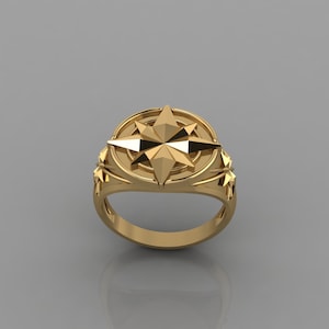 Nordstern Siegelring | Hochwertiger Silber Siegelring | Himmlischer Runder Ring | Minimalistischer Himmlischer Ring | Sternzeichen Ring | Sterling Silber