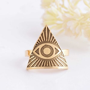 Evil Eye Ring, Sterling Silver, All Seeing Omniscient Eye Jewelry, Eye of God, Tarot Ring, Eye of Providence, Magic Witch Amulet Protection