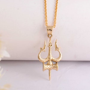 Sterling Silver Lord Shiva Trishul Pendant: Handmade Spiritual Necklace