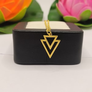 Personalized Sterling Silver Triangle Necklace: Engraved Geometric Pendant