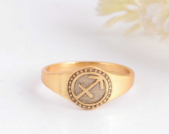 Chevalière Sagittaire : Bague astrologie en argent sterling sculpté