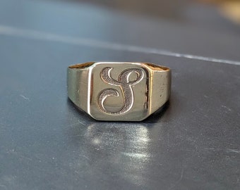 Personalized Sterling Silver Initial Signet Ring - Engraved Gift