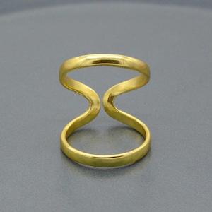 Minimalist Gold Midi Ring | Open Wave Double Band Ring | Adjustable Modern Statement Jewelry | Handmade Gold Plated Ring for Women, mom gift