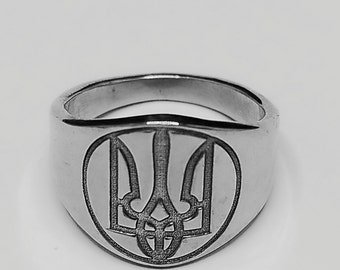 Ukrainian Trident Tryzub Symbol Unisex Ring Silver Trident Ring, Greek Mythology God, Roman God Neptune, Signet ring, Gift for him