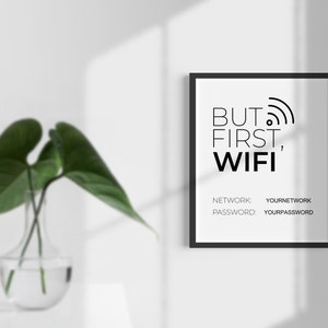 But First WiFi Password Sign Printable Editable PDF Wifi Sign | Etsy