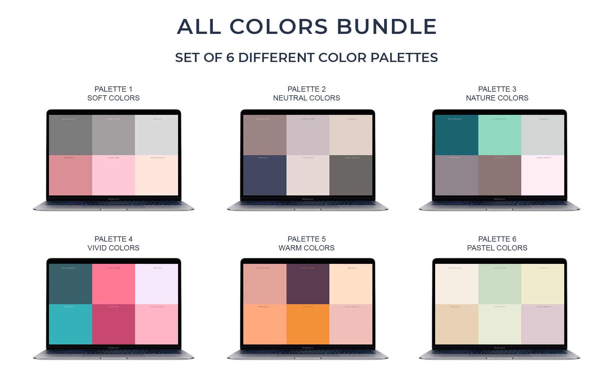 Modern Colors Desktop Wallpaper Organizer, All Colors Set, 6 Minimalist ...