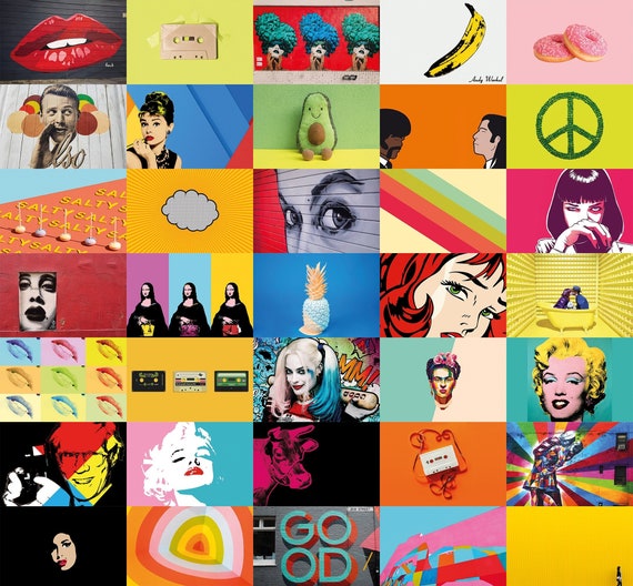 Pop Art Wall Collage Kit 80 Pieces Digital Download Etsy