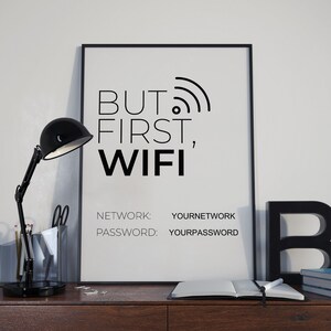 But First WiFi Password Sign Printable Editable PDF Wifi Sign | Etsy