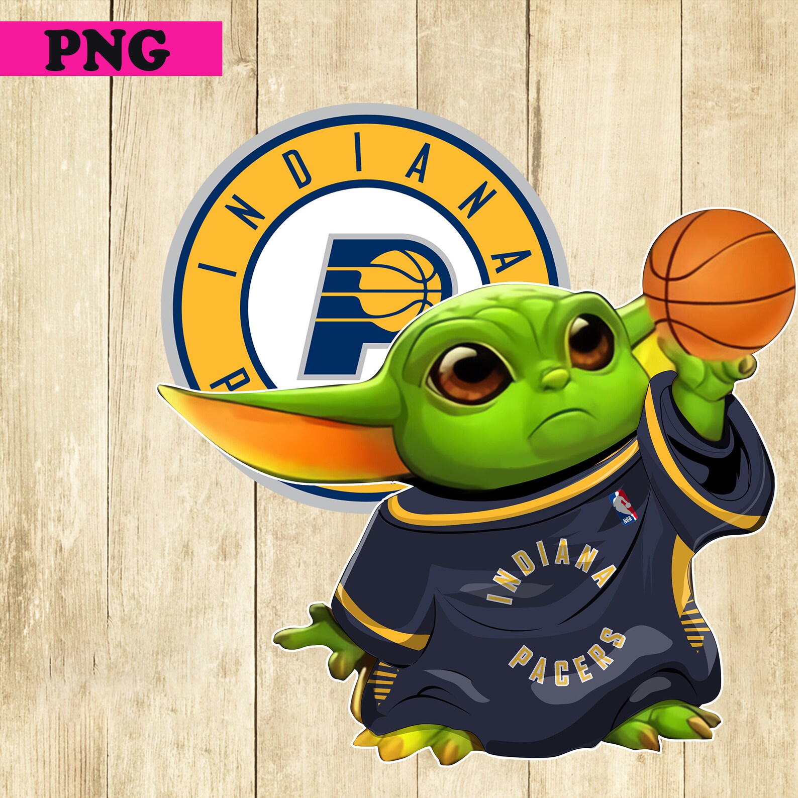 Baby Yoda Basketball PNG Indiana Pacers NBA Sports Basketball Etsy