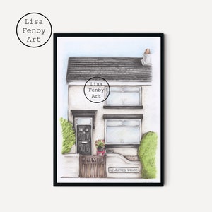 Custom House portrait Coloured Pencil Original drawing A4/A3 Housewarming gift